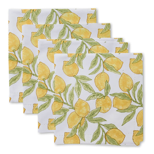 Lemon Block Print Napkin Set 4