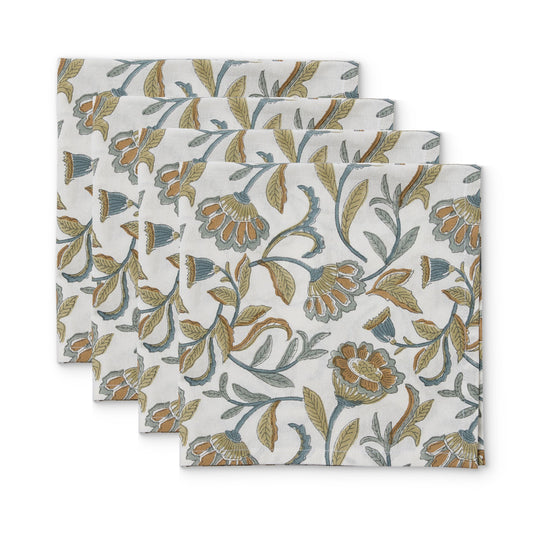 Summer Garden Multi Block Print Napkin Set 4