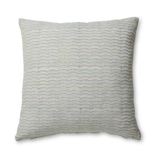 Neera Blue Scallop Block Print Cushion