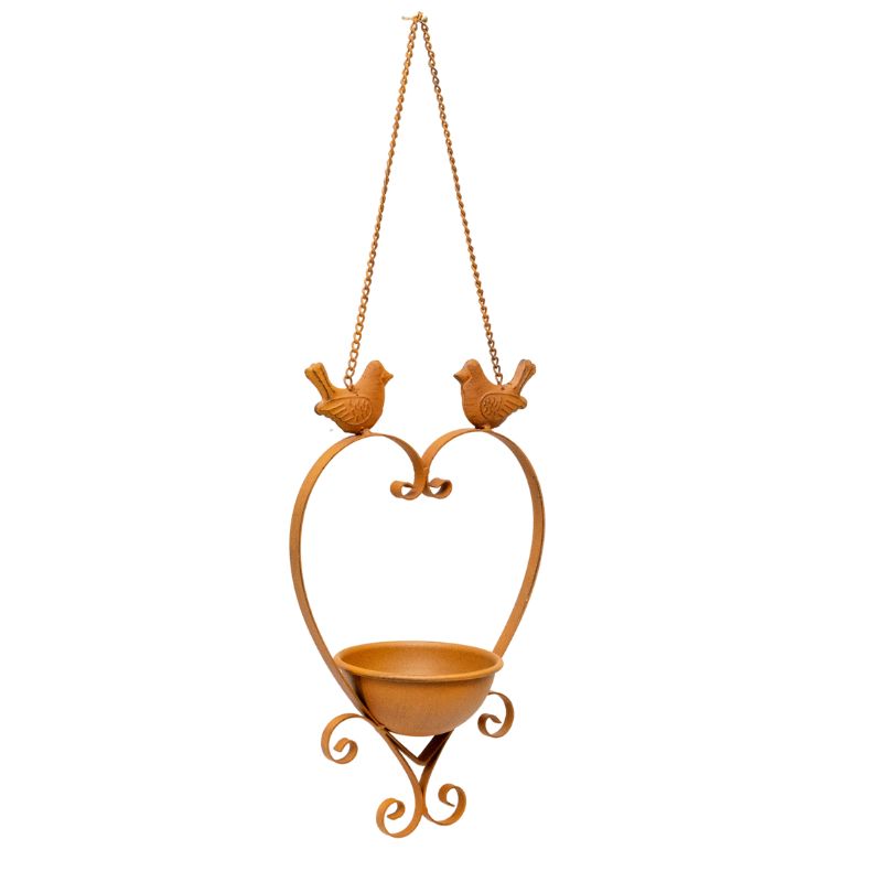 Hanging Heart w/Birdfeeder + 2 Birds 19x10.5x53cm