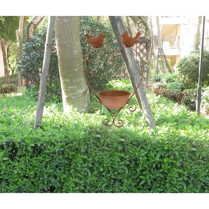 Hanging Heart w/Birdfeeder + 2 Birds 19x10.5x53cm