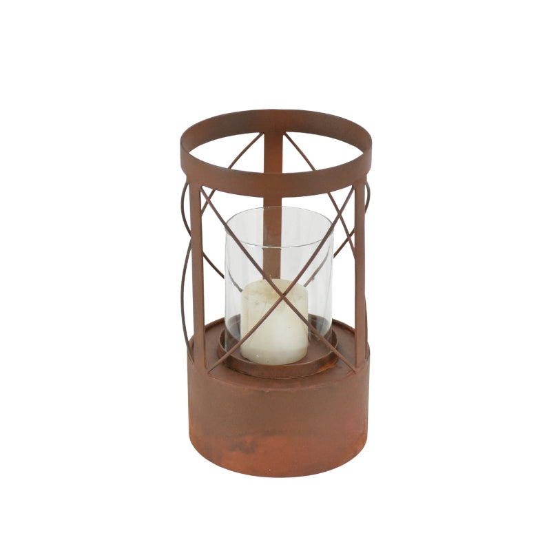 Rust Round Pillar Candle Holder 15x26cm