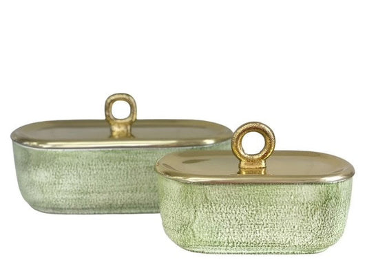 276 - Rectangle Box Patina Gold Ring Small 18X9X12Cm