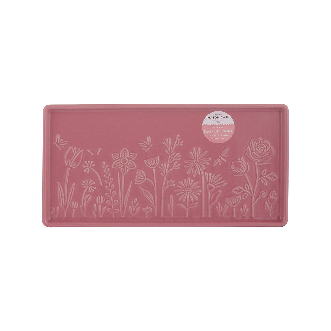 In The Meadow Pink Rectangle Platter, 30 x 15 x 2cm