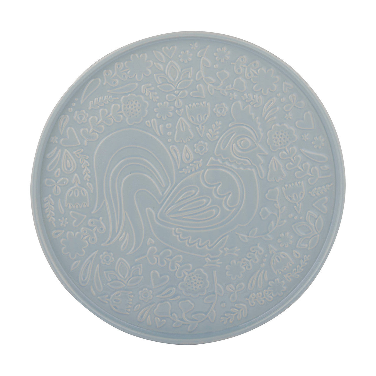 Home To Roost Blue Round Platter, 30 x 2cm