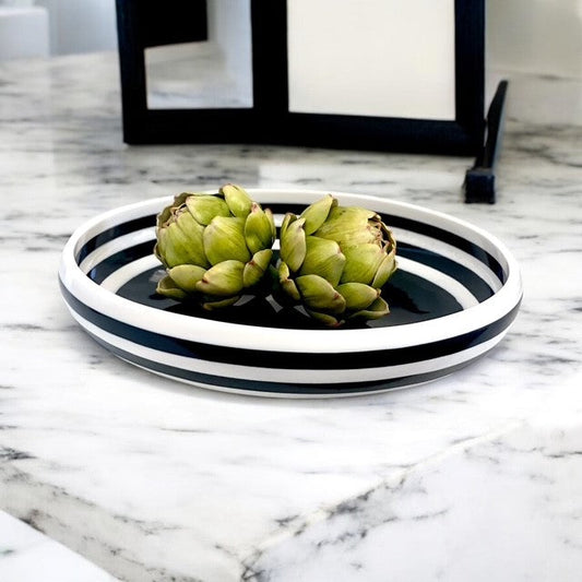 28K Porto Black & White Resin Bowl 34.5Cm