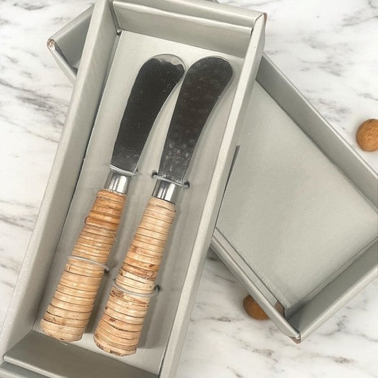 29C - Hammered S/Stl Wrap Hndl Set Of 2 Spread