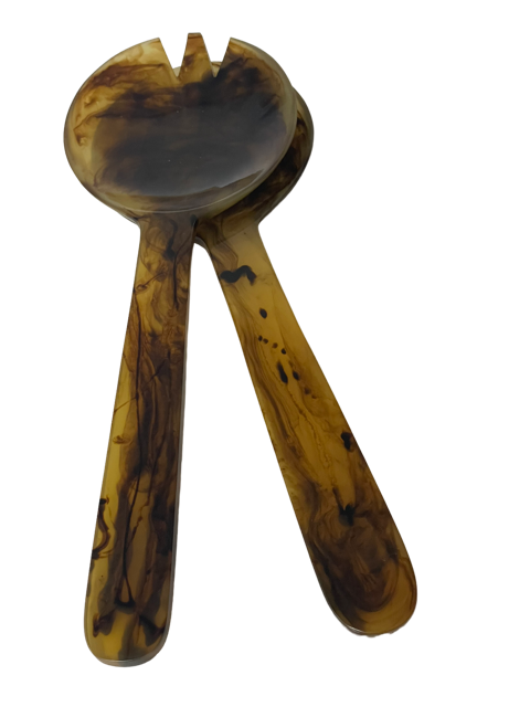 29N - Resin Salad Servers:Tortoise Shell 31X12