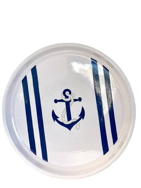 300P - Anchor /Stripe Round Serving Tray 33Cmx4