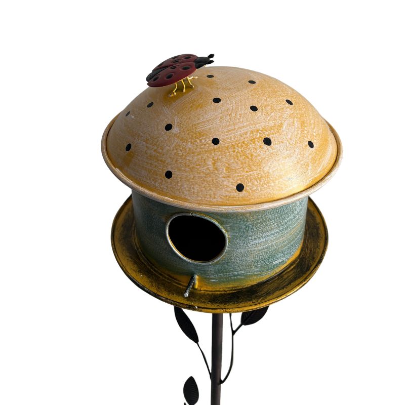 Birdhouse w/Leaf on Leafy Garden Stake 21.5x21.5x109cm