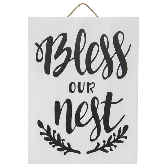 Handmade Wooden 'Bless Our Nest' Sign Wall Art