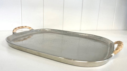 360A - Tray Alumn Natural W/ Handles Small