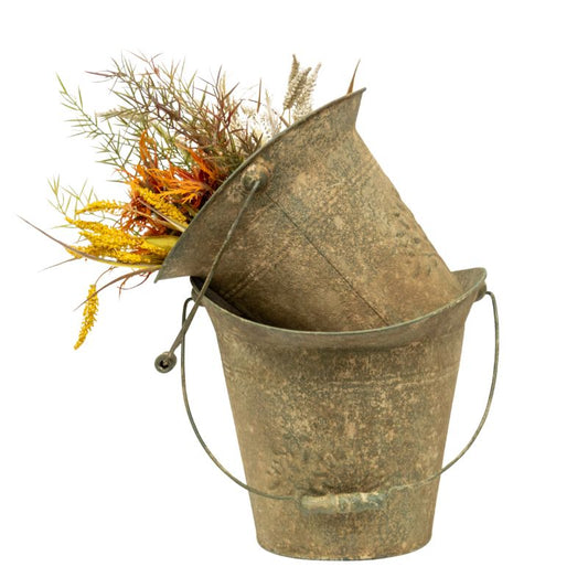 Set/2 Nested Vintage Style Decoration Buckets 28x25x23/25x23x22cm