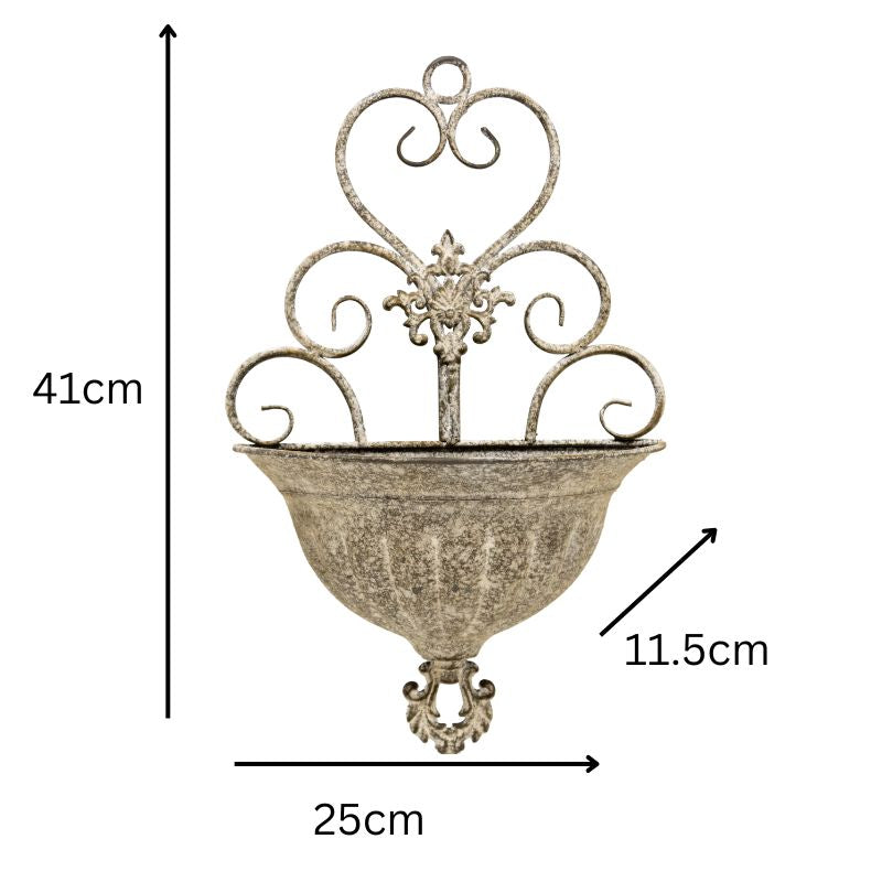 Classic Hanging Wall Planter w/Fleur-de-lis 25x11.5x41cm