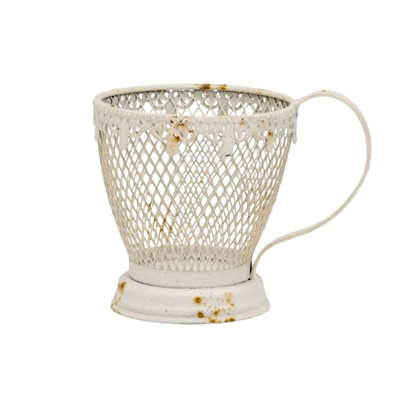 French Provincial 'Teacup' Candleholder/Plnater w/fleur -de-lis 17x12x13cm