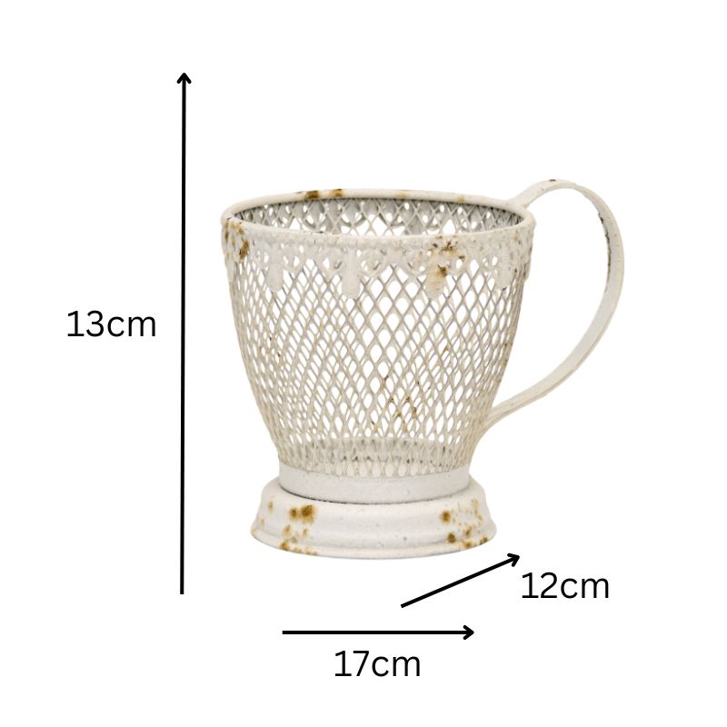 French Provincial 'Teacup' Candleholder/Plnater w/fleur -de-lis 17x12x13cm