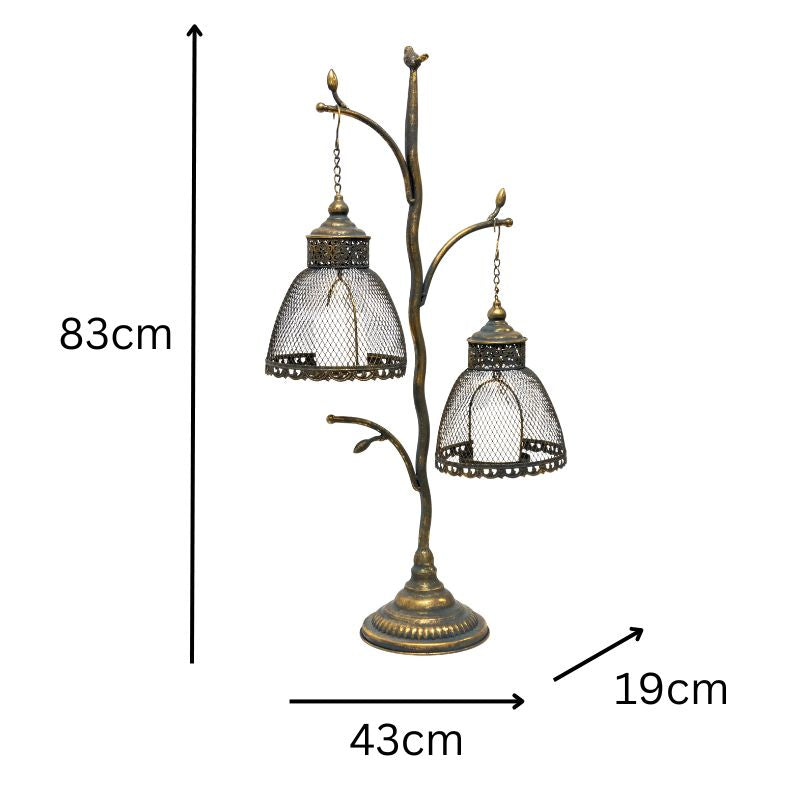 83cm Lustre Branched Stand w/2 ShadedPillar Candleholders 43x19x83cm