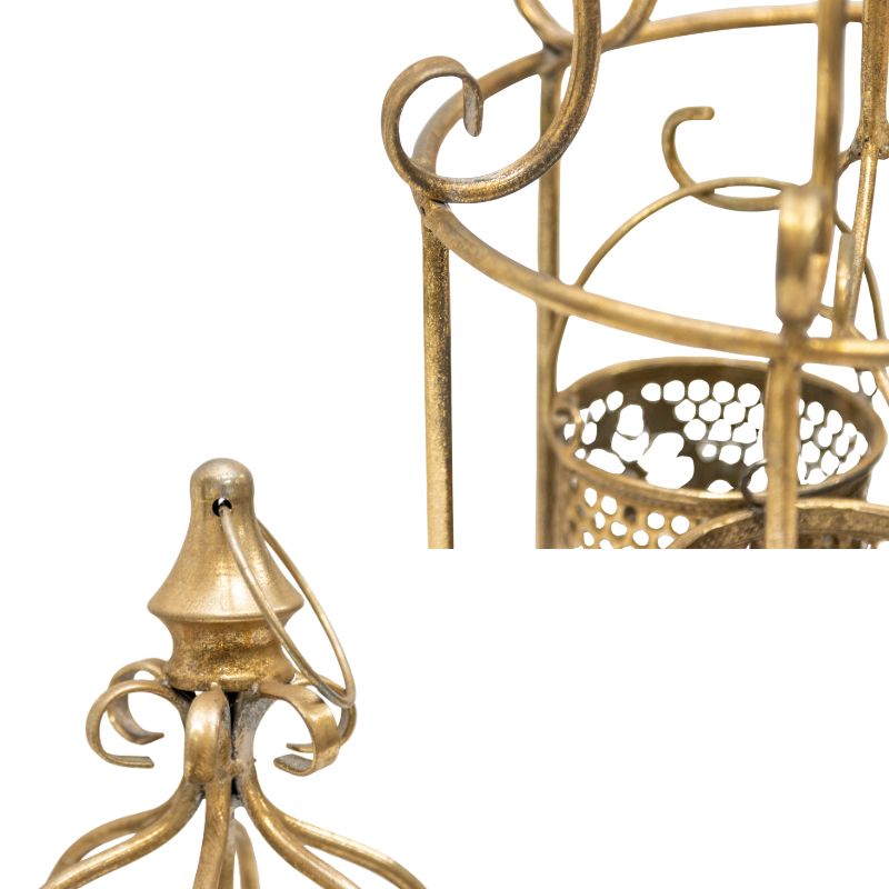 Lustre 'Cage' w/3 Pillar Candleholders 23x20x45cm