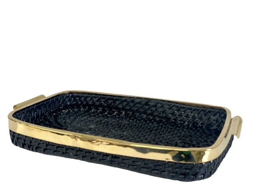 380 - St Barts Black And Gold Tray 22X16X5