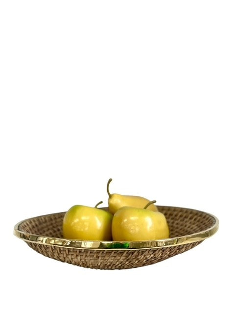 380E - St Barts Round Natural Brass Tray 36X13