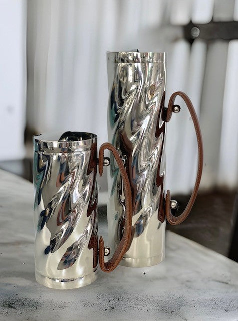 390H - Small Twist Jug W/Brown Leather Handle