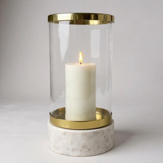 391K - Blanco Marble & Brass Hurricane 32X16.5