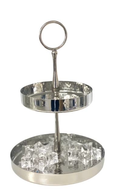 391D - Hammered 2 Tier Cake Stand