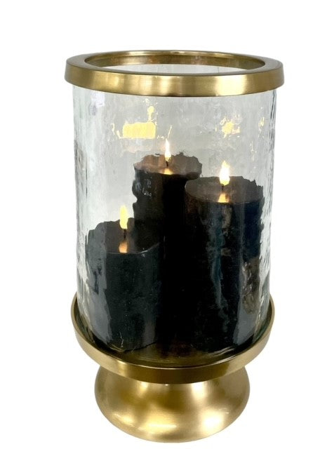 395M Mottled Glass Gold Hurricane Large