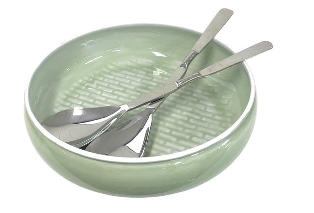 400T Green Tile Pattern Salad Low Bowl 28Cm