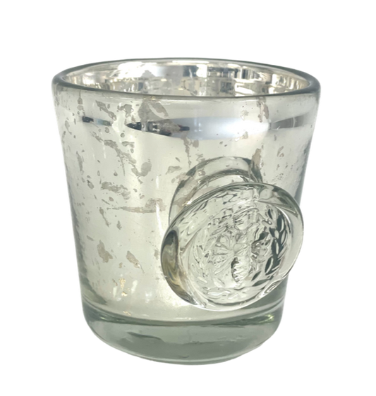 404 - Silver Votive W/Bee Small 9Cm Tall X 8Cm