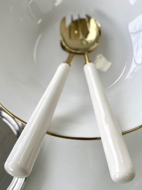 456A - Gold Enamel Salad Servers
