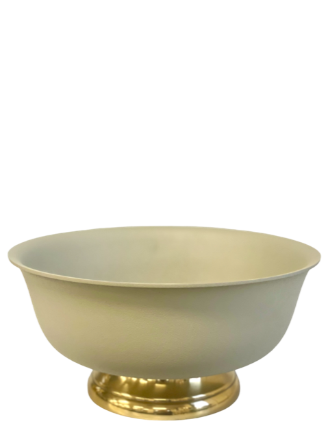456C - P/Coated Bowl/Gold Base Cream Sml 25X13