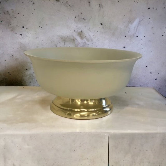 456E - P/Coated Bowl/Gold Base Cream Lrg 33X15