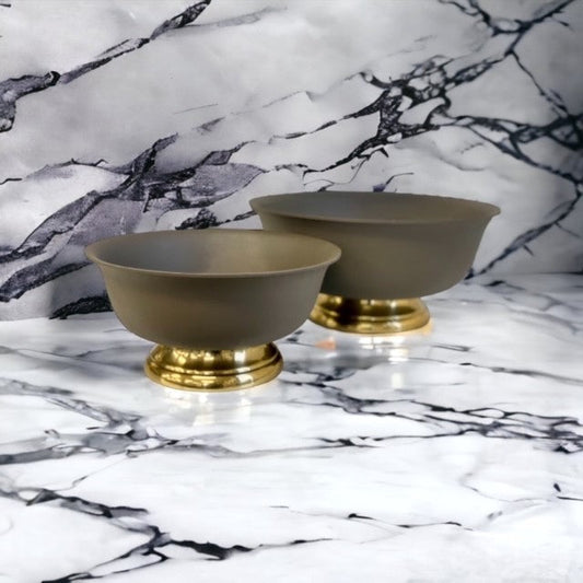 456F - P/Coated Bowl/Gold Base Brown Lrg 33X15