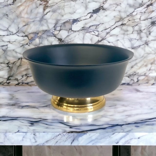 456G - P/Coated Bowl/Gold Base Black 33X15