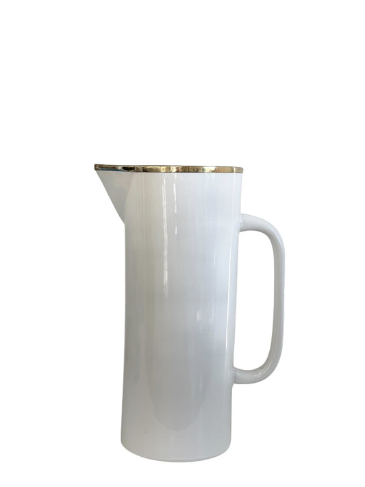 457H Limitée Ceramic White Jug W/Gold Rim 12X30