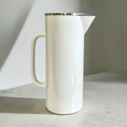 457P Limitée Ceramic White Jug:Silver 30X12
