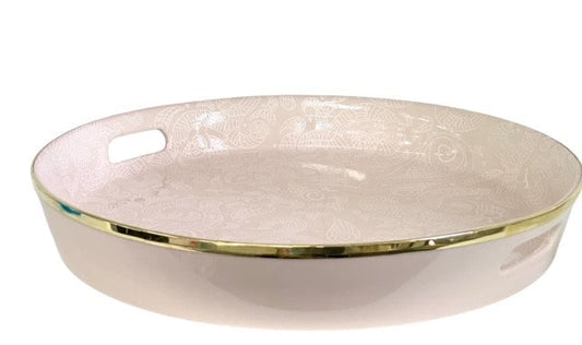 457B Limitée Ceramic Tray Blush Pink Pattern W/Gold Rim 42X7C