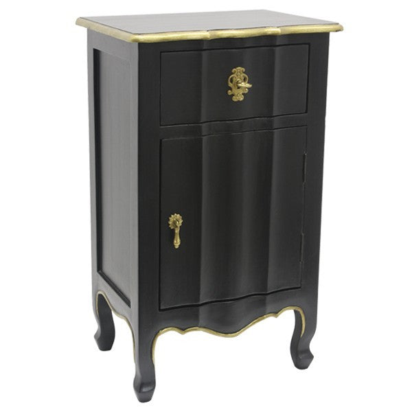 Dynasty 1 Drawer 1 Door Bedside Black 40Wide