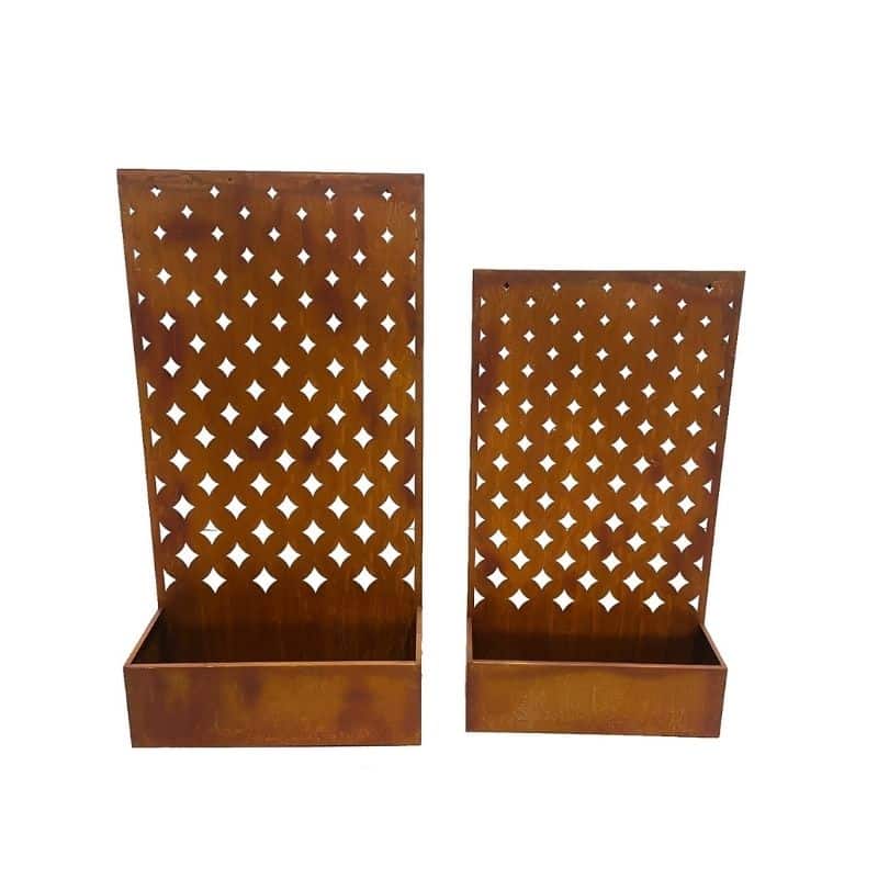 Set/2 Nested Floor/Wall Laser-cut 'Symmteric' Planters 50x20x95/45x15x80cm