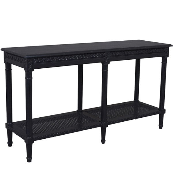 Polo Long Classic Console W/Shelf Black 140. Console Table In Black Painted Finish With Very Light Distressing