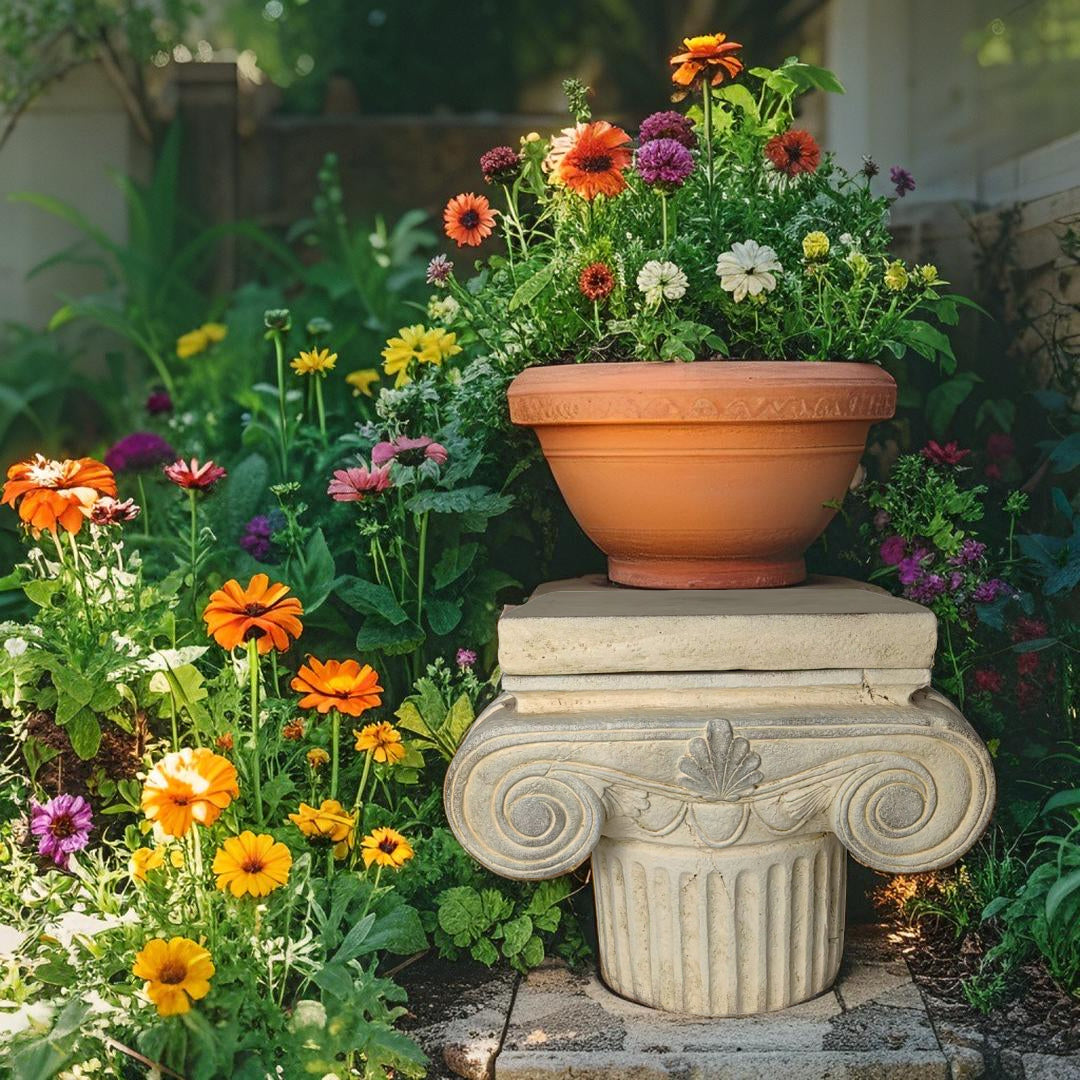 Elaborate Roman Pillar Planter/Stand w/Lid 40x31x32.5cm