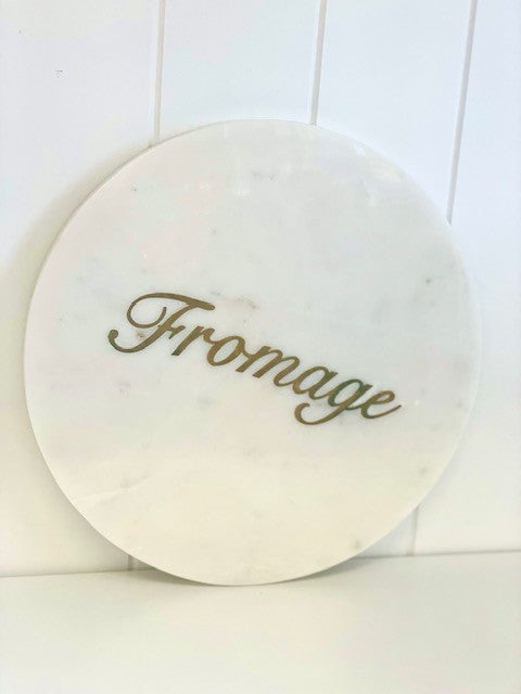 54B - Round Marble Gold "Fromage" Cheese Board 30Cm