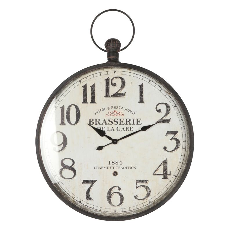 60cm 'Brasserie' Glass-Front Fob Wall Clock 60x6.5x81cm
