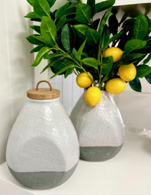 60K - Two Tone Linen Texture Rounded Jar
