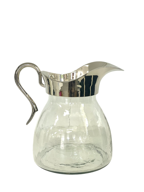 64N - Hammered Glass Fluted Silver Jug