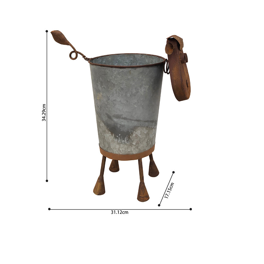 Rusty Sheep Planter w/ Galv Pot 31x17x34cm