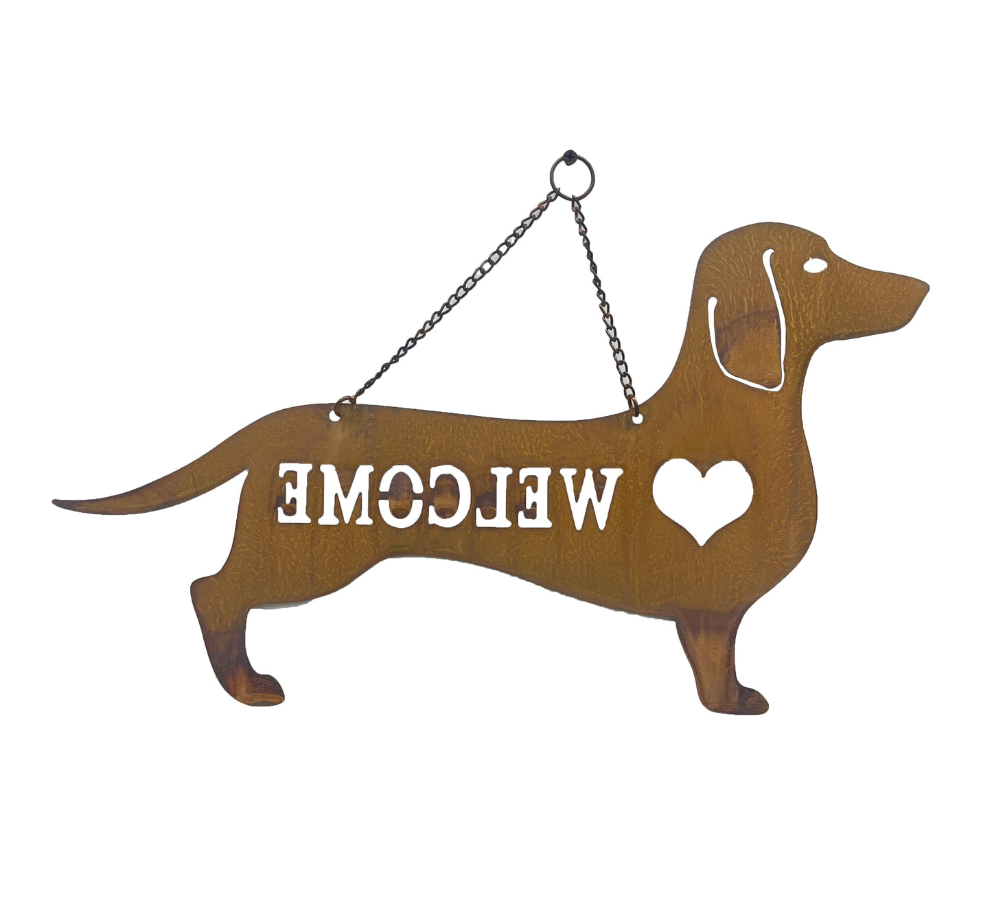 Hanging Laser Cut Welcome Dog w/Heart 47x0.64x29cm (2)