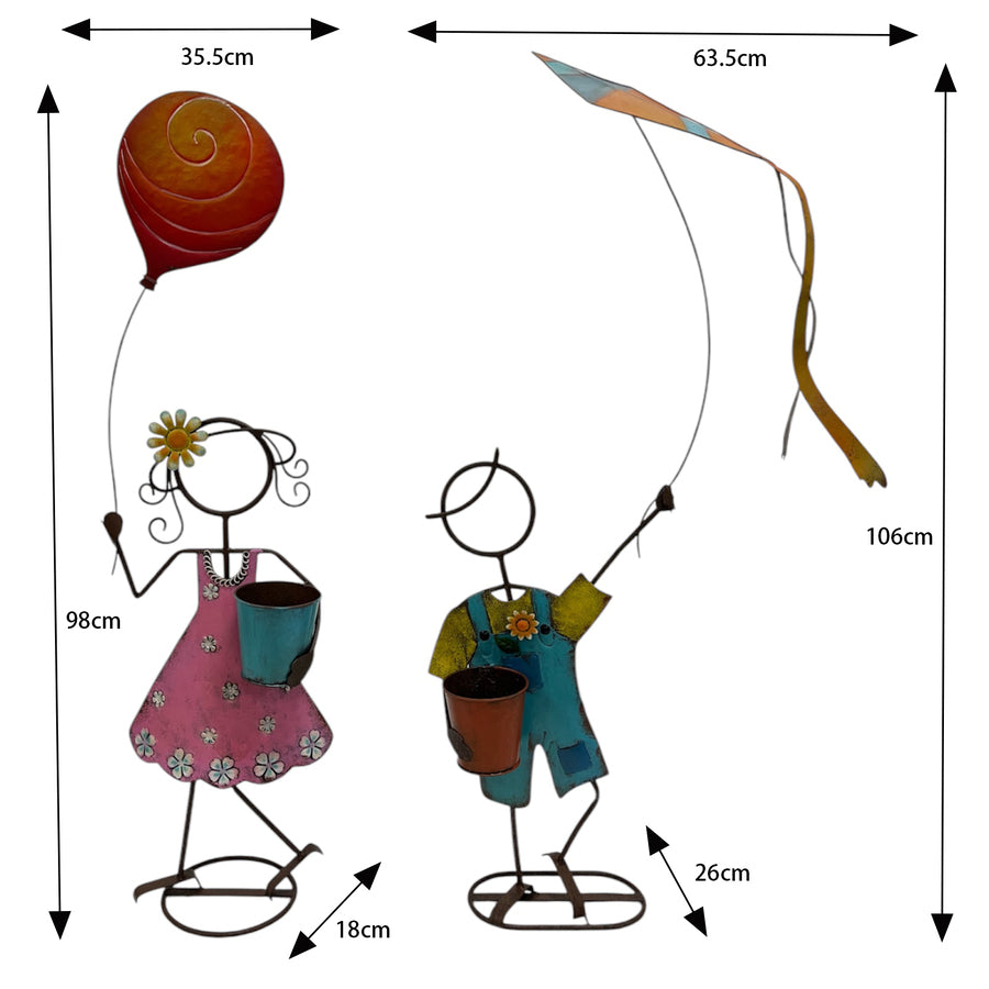 Set/ Asst Colourful Playing Kids Planters 65x25x58-104/35x17x98cm