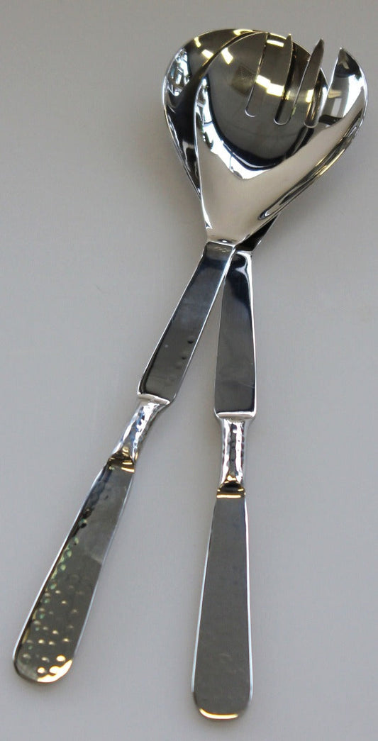 37J - Belle Hammered End Salad Servers St/Stl